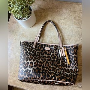 COPY - Coach Leopard Print Tote Purse with Leather Trim - Perfect Condition